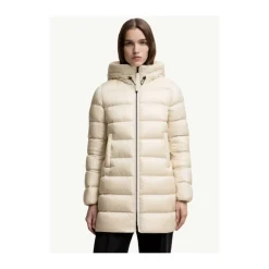 Moncler Jakker*Hættet mellemlang dunjakke Beige