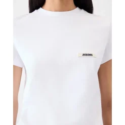 Jacquemus T-Shirts*Bomulds T-Shirt Gros Grain Hvid