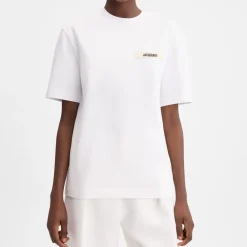 Jacquemus T-Shirts*Bomulds T-Shirt Gros Grain Hvid