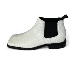 Vic Matié Chelsea Boots*læder ankelstøvle krybdyrsmønster Hvid