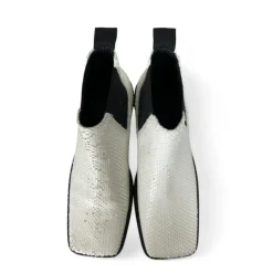 Vic Matié Chelsea Boots*læder ankelstøvle krybdyrsmønster Hvid