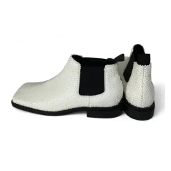 Vic Matié Chelsea Boots*læder ankelstøvle krybdyrsmønster Hvid