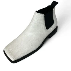 Vic Matié Chelsea Boots*læder ankelstøvle krybdyrsmønster Hvid