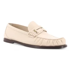 Saint Laurent Loafers*Hvide flade sko med ikonisk monogram Beige