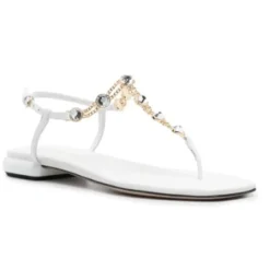 Miu Miu Sandaler*e lædersandaler med strass Hvid