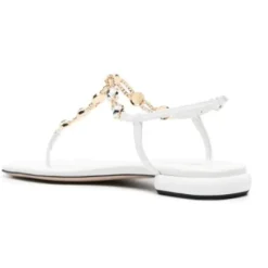 Miu Miu Sandaler*e lædersandaler med strass Hvid