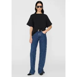 Anine Bing T-Shirts*Indrammet Monogram Sweatshirt Hybrid Stil Sort