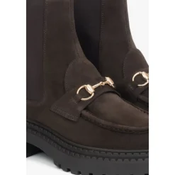 Estro Chelsea Boots*Italienske Velour Chelsea Boots Brun