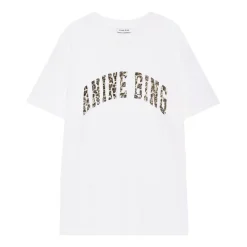 Anine Bing T-Shirts*Ivory Logo Print Tee Walker Top Hvid