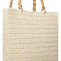 Chica Indkøbstasker*Ivory Raffia Bambus Shopping Taske Beige