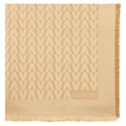 Valentino Garavani Tørklæder*Jacquard Logo Frayed Edges Scarf Beige