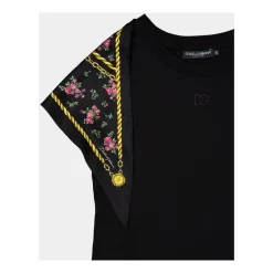 Dolce & Gabbana T-Shirts*Jersey T-shirt med tørklæde Sort