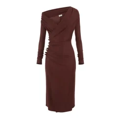 Elisabetta Franchi Kjoler*Jerseykjole med juvelknapper Brun