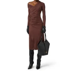 Elisabetta Franchi Kjoler*Jerseykjole med juvelknapper Brun