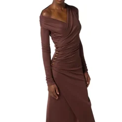 Elisabetta Franchi Kjoler*Jerseykjole med juvelknapper Brun