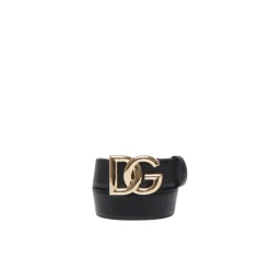 Dolce & Gabbana Bælter*Kalveskindsbælte med DG-logo Sort