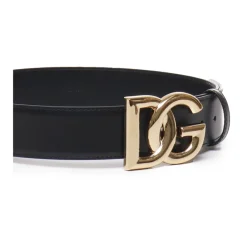 Dolce & Gabbana Bælter*Kalveskindsbælte med DG-logo Sort