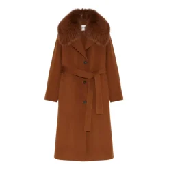 Yves Salomon Frakker*Karamelfarvet frakke med pels krave Brun