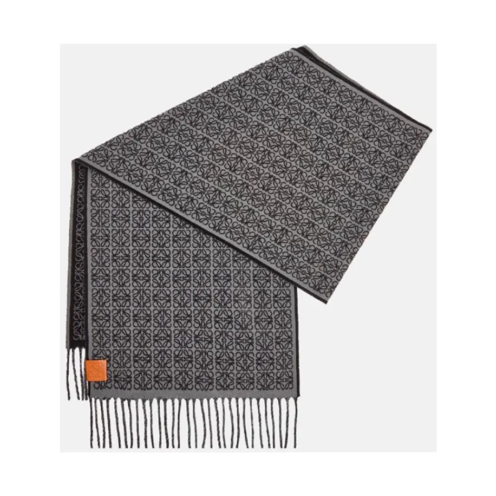 Loewe Tørklæder*Kashmir Anagram Tørklæde med Frynser Sort