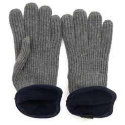 Restelli Guanti Handsker*Kashmirhandsker med Nappa-detaljer Grå