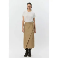 Sofie Schnoor Nederdele*KATRINESW Midi Slå-om Nederdel Beige