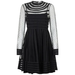 RED Valentino Kjoler*Kjole med struktureret livstykke og knælængde Sort