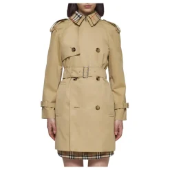 Burberry Frakker*Kort trenchcoat med ternede detaljer Beige