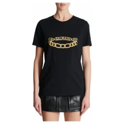 Balmain T-Shirts*Kortærmet Kædeprint T-shirt Sort