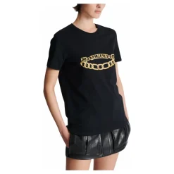 Balmain T-Shirts*Kortærmet Kædeprint T-shirt Sort