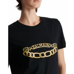 Balmain T-Shirts*Kortærmet Kædeprint T-shirt Sort