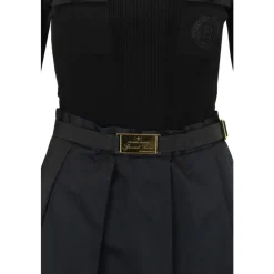 Elisabetta Franchi Kjoler*Kortærmet Kjole med Høj Hals Sort