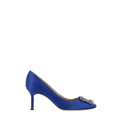Manolo Blahnik Pumps|Stiletter*Krystal Spænde Silke Satin Pumps Blå