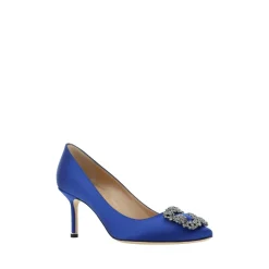 Manolo Blahnik Pumps|Stiletter*Krystal Spænde Silke Satin Pumps Blå