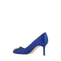 Manolo Blahnik Pumps|Stiletter*Krystal Spænde Silke Satin Pumps Blå