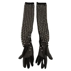 Dolce & Gabbana Handsker*Krystalpyntet Mesh Handsker Bomuld Italien Sort