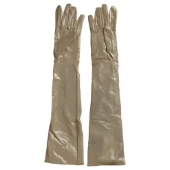 Dolce & Gabbana Handsker*Krystalpyntet Satinhandsker Beige