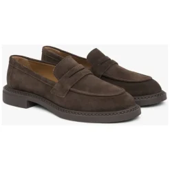 Estro Loafers*Kvinders Saddle Brown Penny Loafers lavet af italiensk ægte velour Brun
