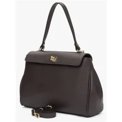 Estro Skuldertasker*Kvinders Sadle Brown Satchel Taske lavet af Premium Italiensk Læder Brun