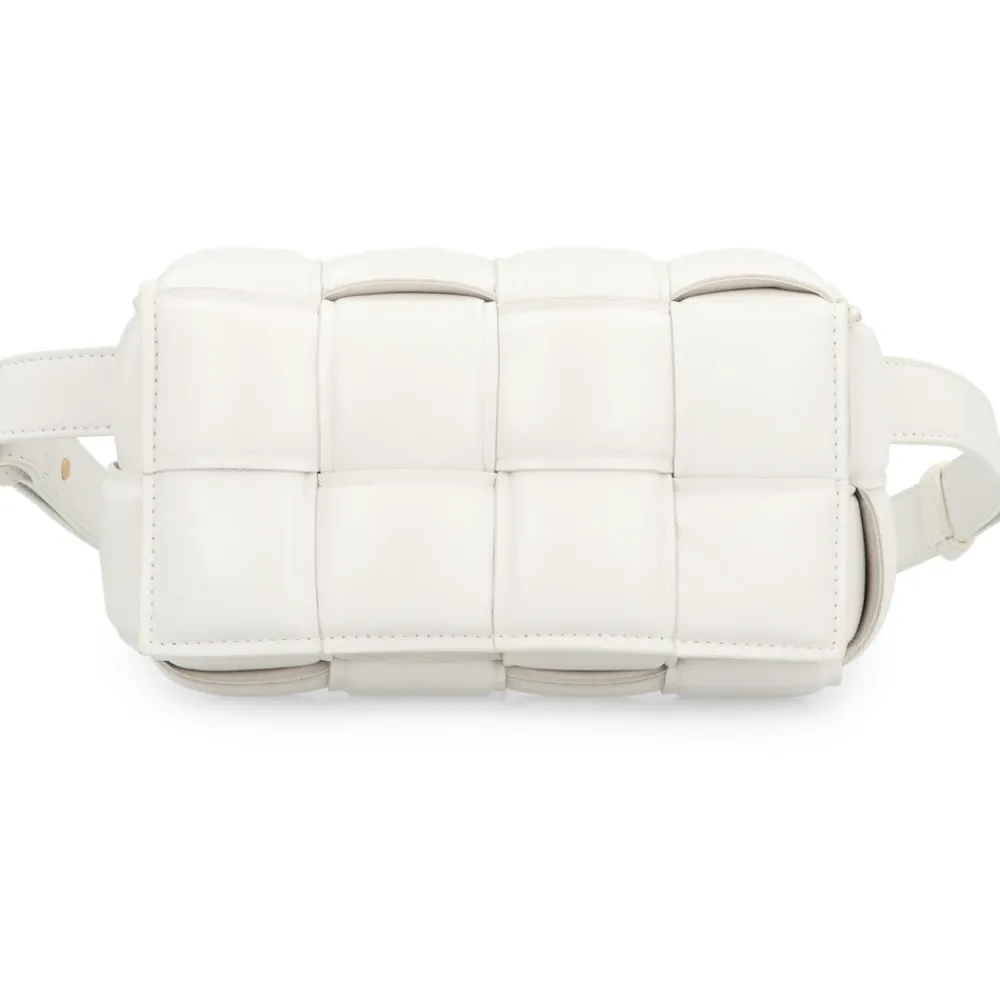 Bottega Veneta Bæltetasker*Lammeskind Kassette Taske Hvid
