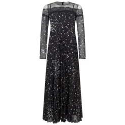 RED Valentino Kjoler*Lang Kjole med Transparente Ærmer Sort