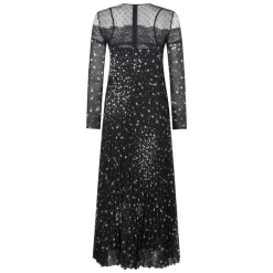 RED Valentino Kjoler*Lang Kjole med Transparente Ærmer Sort