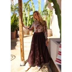 Liberté Nederdele*Lang Nederdel Mørk Chokolade Elegant Stil Brun