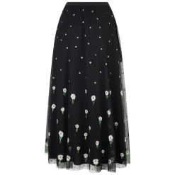 RED Valentino Nederdele*Lang kjole med elegante blomsterapplikationer. Sort