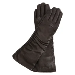 Kazar Handsker*Lange mørkee handsker med en fold Brun