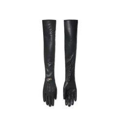 Elisabetta Franchi Handsker*Lange Nappa Handsker med Juveldetalje Sort