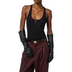 Elisabetta Franchi Handsker*Lange Nappa Handsker med Juveldetalje Sort