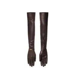 Elisabetta Franchi Handsker*Lange Nappa Handsker med Juveldetalje Brun