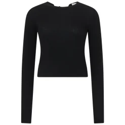RED Valentino Striktrøjer & Sweatere*Langærmet Cropped Top Sort
