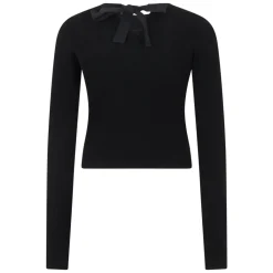 RED Valentino Striktrøjer & Sweatere*Langærmet Cropped Top Sort