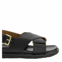 Marni Sandaler*Læder Criss-Cross Flade Sandaler Sort
